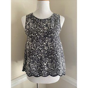 FLANNEL AMERICA Silk Tank Top Size 1 Gray Lightweight fits Small Floral